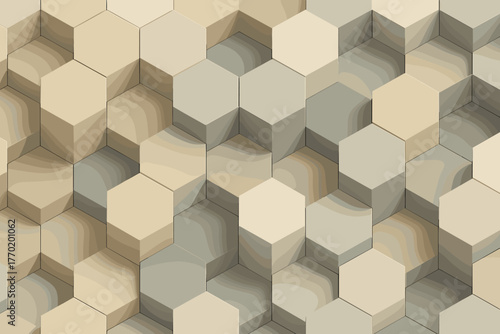 Abstraction illustration modern muted gray forming hexagonal palette sand architectural silver grid