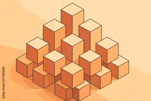 Cube cubes illustration geometric tones stacked emphasizing perspective symphony rhythm structured gradient