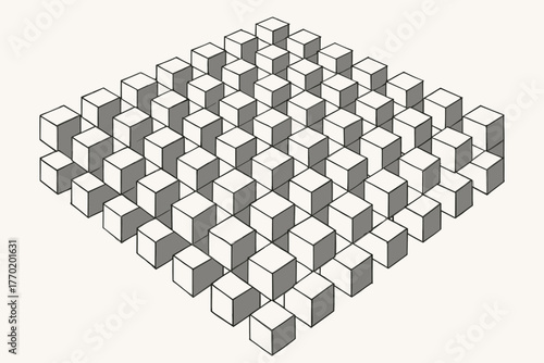 Extending balanced cluster vector precision structure illustration cube repeating dynamic geometric