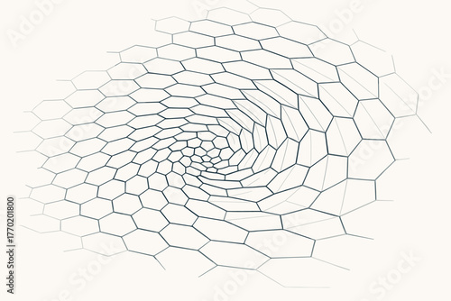 Field hexagonal hexagon rotating illustration fluid flow creating vector mesh interconnected perspective