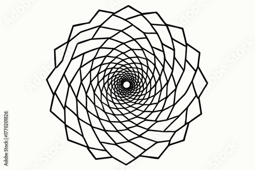 Achieved art hexagonal illustration vector around central vortex abstract symmetry geometric motion