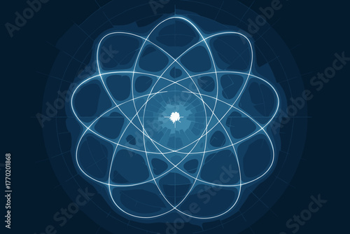 Forming composition radiant illustration vector luminous patterns orbital motion grid circular paths