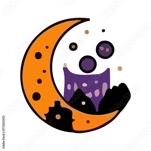 vector moon hallowen