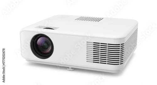 Modern white digital projector for home entertainment and professional presentations. Delivers high-definition visuals