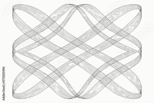 Structure composed ribbon curves grid elegant symmetrical vector illustration creating transparency layered