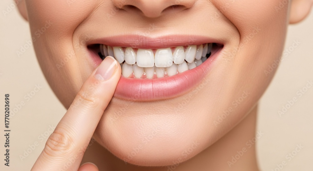 Fototapeta premium Radiant Smile A Confident Portrait of Dental Health and Beauty Showcasing Perfect Teeth Whitening and Oral Care Promoting a Healthy and Attractive Appearance 180Chars
