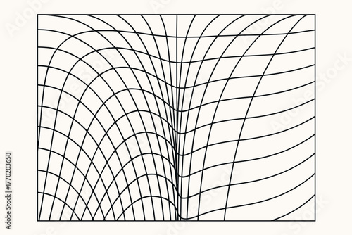 Vector smoothly grid bending illustration lines axis geometric line curved central abstract