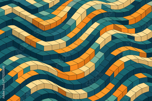 Wave layered smooth across motion along surface lines illustration rectangular geometric vector