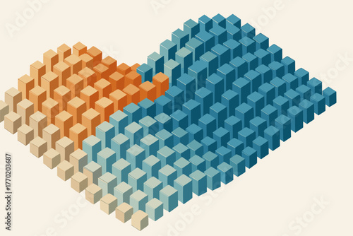 Geometric arranged blending blockwave blocks symmetry vector wave illustration simple motion flow