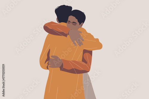 indian man hugging with man stock image isolated vector style