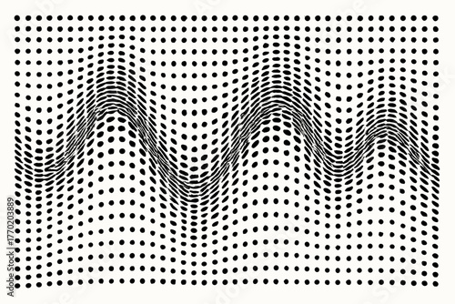 Illustration illusion wave bending abstract motion optical vector dotwave shapes harmonic