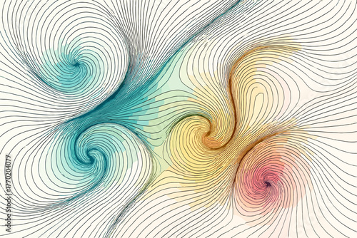 Illustration minimal gradient vector precision dynamics flow organic art geometry flowfield blending