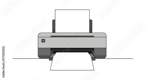 Simple vector illustration of a printer with paper, perfect for printing related concepts