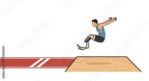 Athlete with Prosthetic Legs Long Jumping Illustration for Sports Achievement