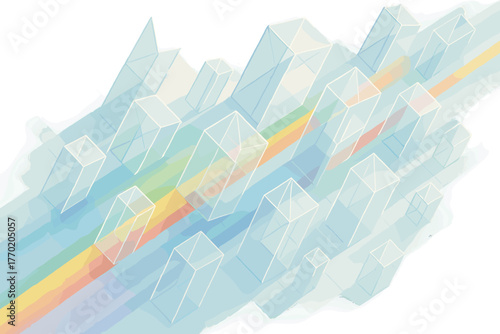 Diagonally prismfield structures prism transparent radiant geometry illustration light arranged field vector