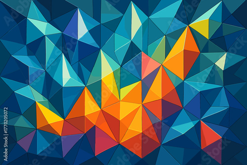 Composition geometry prismatic reflective illustration polygonal spectrum hues crystalline prisms vector