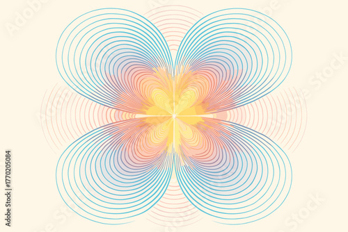 Waves vector geometric light forming composed abstract patterns radiant symmetry illustration wave