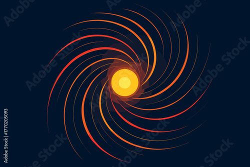 Dynamic light rhythm through illustration looping energy vector radial glowing trails evoking