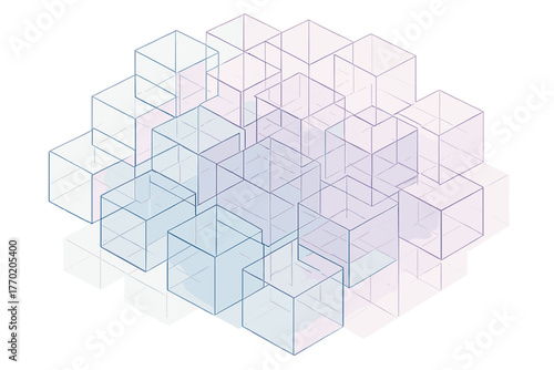 Producing effect depth gradient cubes illustration vector cube rendered lines matrix geometric