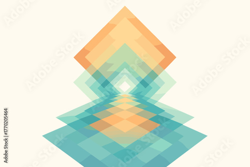 Fluid pathway geometric gradients connected overlapping soft illustration visual balance diamond vector