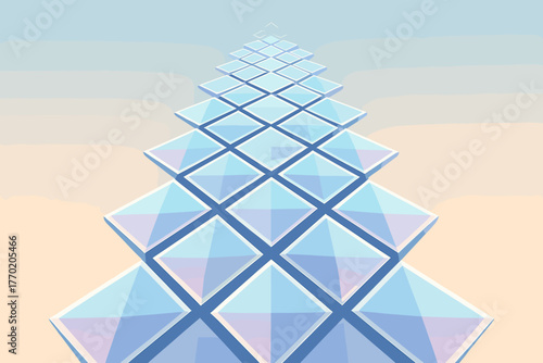 Path outward symmetry symmetric vector gradients diamond illustration soft connected crystalline luminous