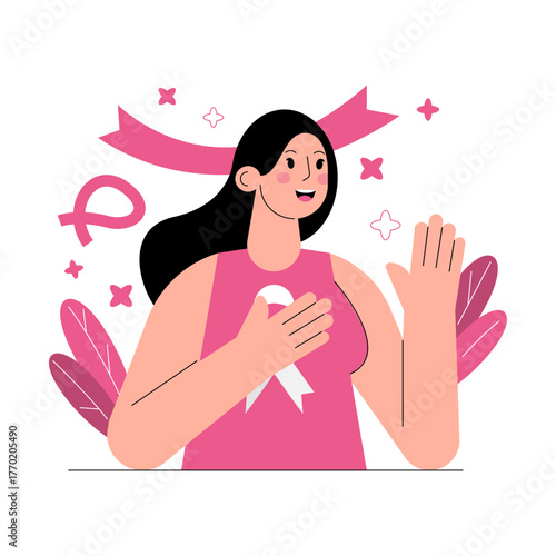 Pink Ribbon Awareness for World Cancer Day vector illustration health care support charity design