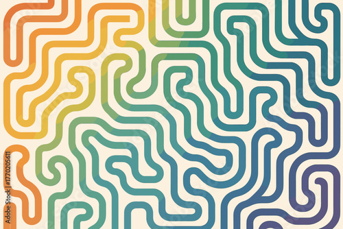 Forming rhythm curved visual vector hypnotic color maze simple illustration gradient flowmaze