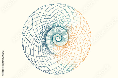 Geometric depth illustration symmetry vector lines motion spiral path expanding