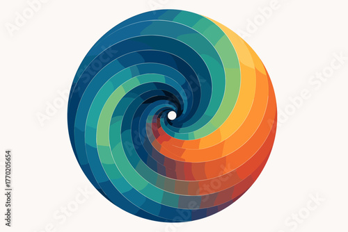 Precision concentric arranged illustration geometric gradients dimensional spiral blending illusion vector flow