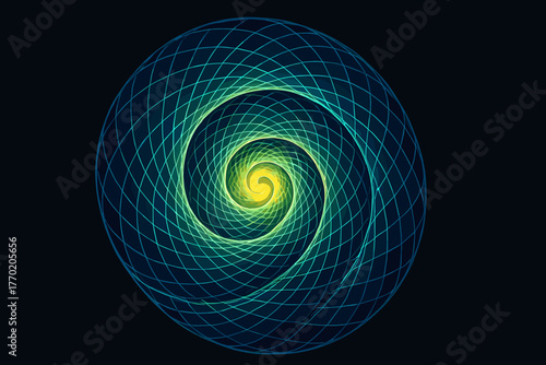 Structure gradient vector layered vortex illustration spiral forming luminous balanced geometric