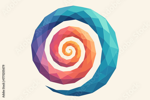 Connected vector circular blending illustration expanding lit spiral artistry dimensional geometric