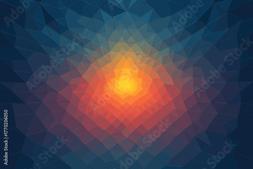 Glowing precision gradient featuring triangular from fractal tessellations vector symphony illustration made