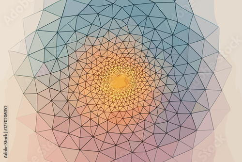 Fractal alignment merging illustration gradient motion illumination geometry complex radial grid crisp