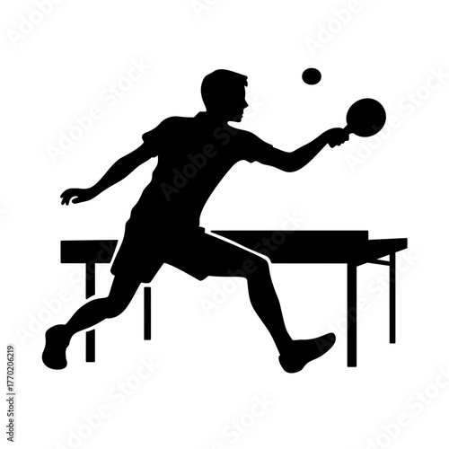 Vector illustration of table tennis player silhouette