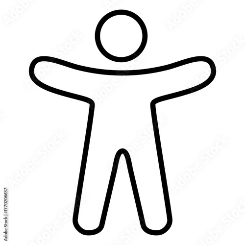 Outline Universal Accessibility Icon of a Person with Open Arms, Symbolizing Inclusion and Barrier-Free Design