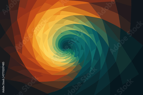 Concentrically illustration diffusion twisting quadrilaterals art geometric swirl vector composed luminous layered
