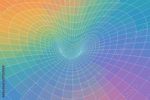 Mesh vector spatial curved forming geometry lines illuminated abstract illustration warped