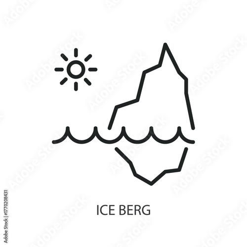 Ice berg thin line icons. Original vector illustration.