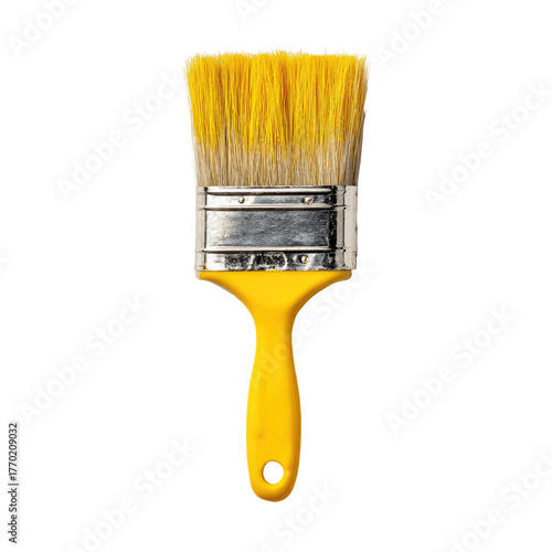Wallpaper Mural Isolated close-up of a yellow-handled paint brush with yellow bristles against a black background Torontodigital.ca