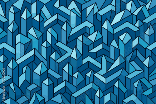 Maze arranged illustration crystalline vector directions geometric tessellated crystal geometry dense pattern