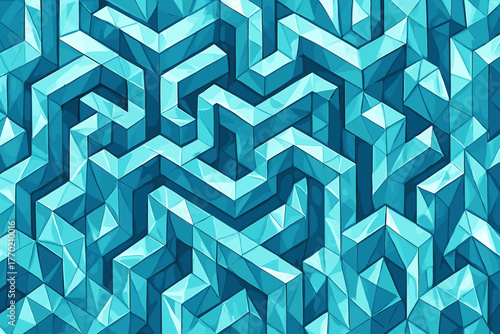 Illusion abstract facets geometry vector crystal arranged illustration labyrinth forming reflective maze