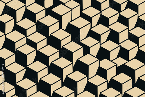 Stacked layered vector illustration tessellation geometric tiles field hexagonal illusion abstract