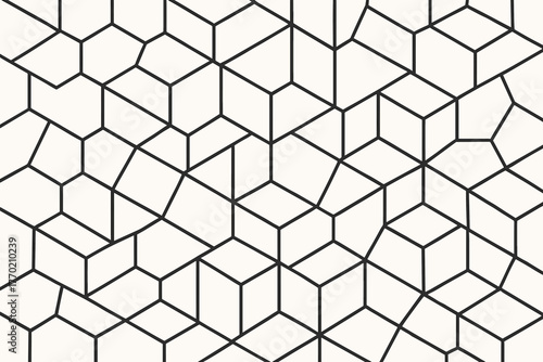 Geometric illustration tiling crystalline resembling simple tessellation irregular hexagonal vector fragmented