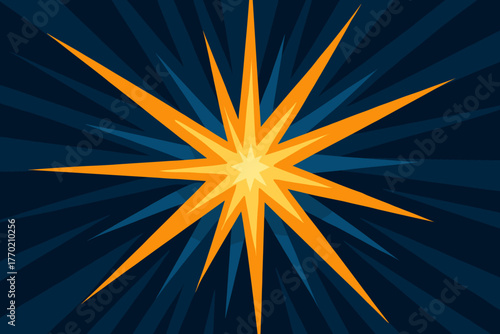 Vector long illustration lightburst radiating abstract composition outward geometric sharp glowing explosion