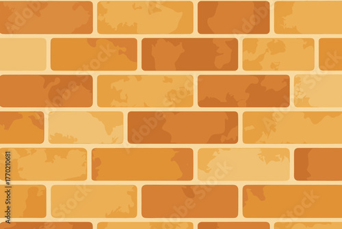 Vector handcrafted bricks illustration vintage brick pattern mimicking ochre textured atmosphere sienna