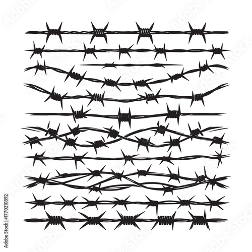 Barbed Wire Vector Set – Realistic Razor Wire and Fence Designs
