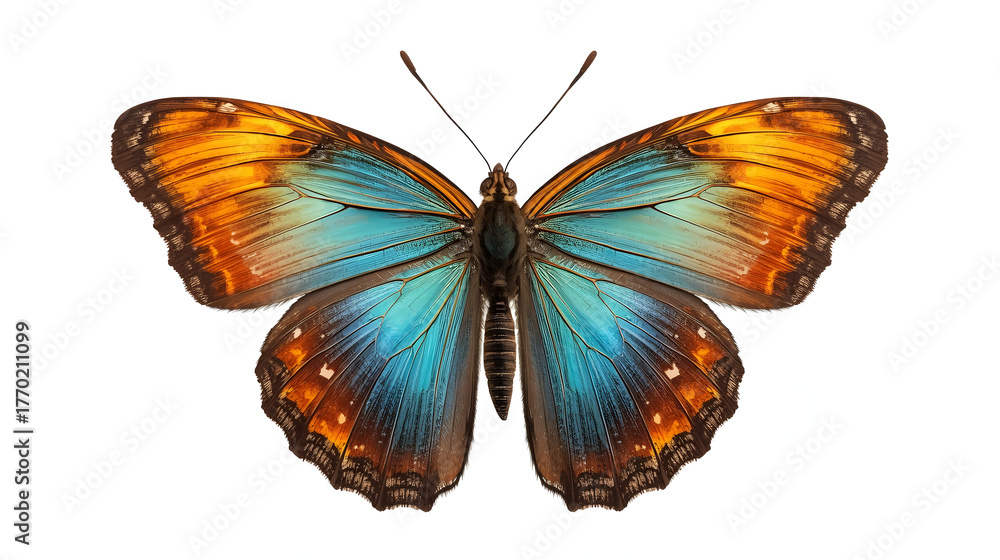 Obraz premium Vibrant Colorful Butterfly Isolated on White Background, High-Resolution Insect Image for Nature