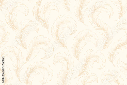 Ivory feathers rhythm pattern arranged seamless featherloop airy elegance vector illustration