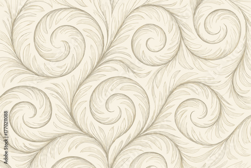 Elegance arrangement feathery spiral illustration featherloop neutral suggesting calm vector symmetrical elegant