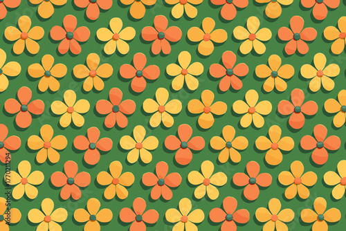 Garden grid illusion rows shadows organized harmony blossoms highlights vector soft illustration